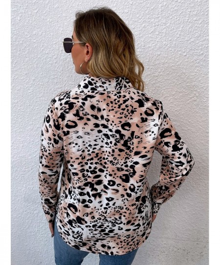 Women Fashion Leopard Spring 2023 Curvy T-shirt Long Sleeve Large Plus Size Blouses Chubby Girl Oversized Casual Loose Clothi...