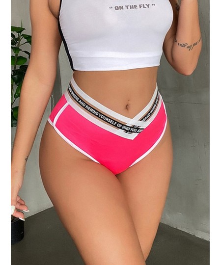 Letter Print Low Waist Shiny Beachwear Sexy High Cut Booty Hot Shorts Micro Mini Short Clubwear Fitness Shorts Candy Color $2...