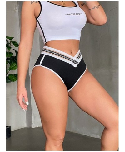 Letter Print Low Waist Shiny Beachwear Sexy High Cut Booty Hot Shorts Micro Mini Short Clubwear Fitness Shorts Candy Color $2...