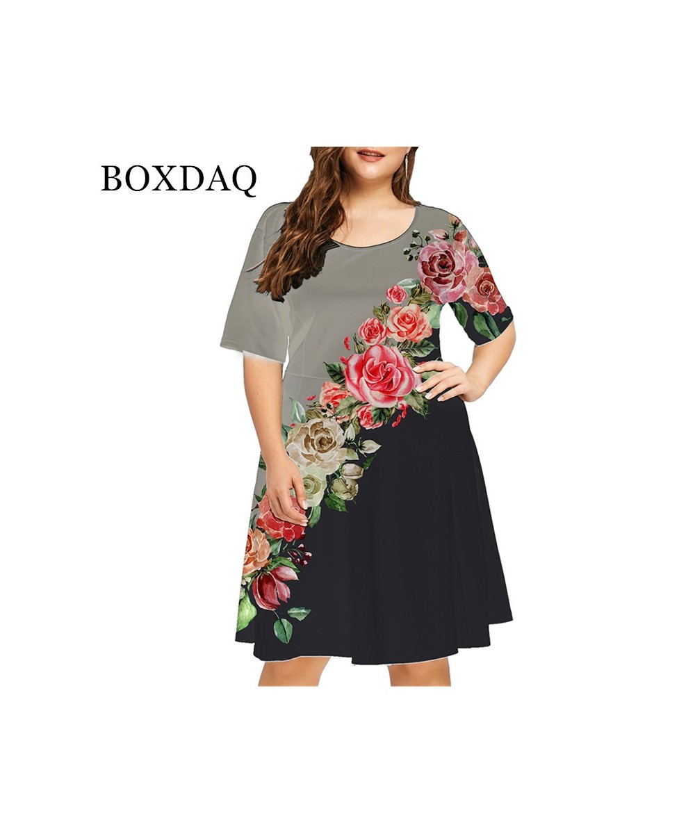 New 2022 Summer 3D Flower Print Bohemian Dress Women Short Sleeve Mini Dress Casual O-Neck Loose Dress Clothing $25.70 - Plus...