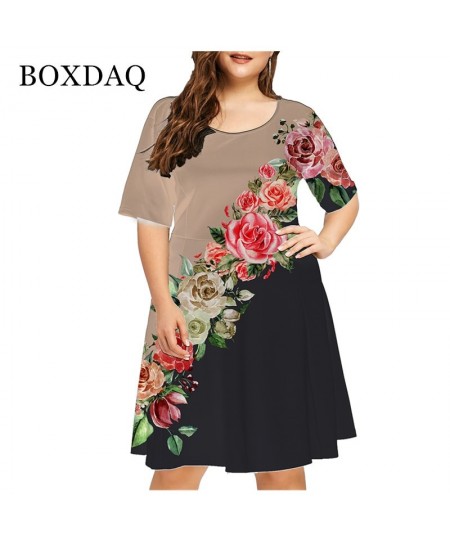 New 2022 Summer 3D Flower Print Bohemian Dress Women Short Sleeve Mini Dress Casual O-Neck Loose Dress Clothing $25.70 - Plus...