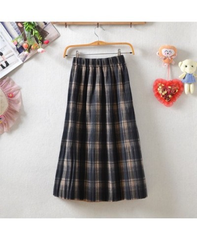 Autumn Winter High Waist Midi Skirts Women Harajuku Long Plaid Skirt Uniform Vintage Ladies Fashion Korea Female Wool Maxi $3...