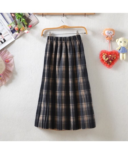 Autumn Winter High Waist Midi Skirts Women Harajuku Long Plaid Skirt Uniform Vintage Ladies Fashion Korea Female Wool Maxi $3...