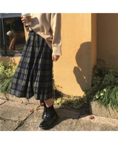 Autumn Winter High Waist Midi Skirts Women Harajuku Long Plaid Skirt Uniform Vintage Ladies Fashion Korea Female Wool Maxi $3...