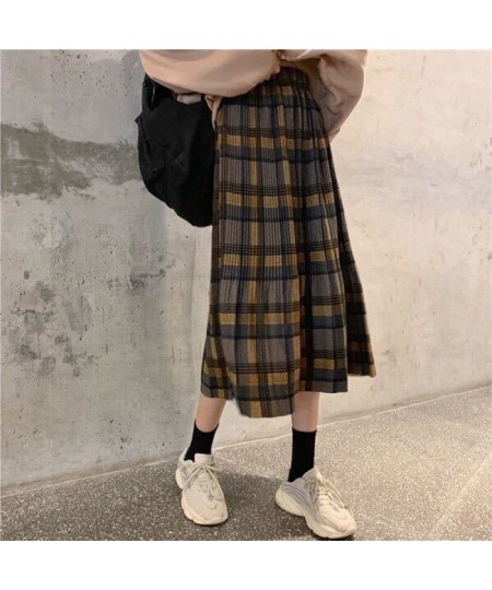 Autumn Winter High Waist Midi Skirts Women Harajuku Long Plaid Skirt Uniform Vintage Ladies Fashion Korea Female Wool Maxi $3...