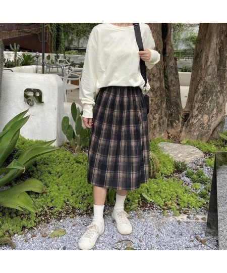 Autumn Winter High Waist Midi Skirts Women Harajuku Long Plaid Skirt Uniform Vintage Ladies Fashion Korea Female Wool Maxi $3...