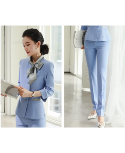 New 2022 Fashion Pink Blazer Women Business Suits Skirt and Jacket Sets Scarf Ladies Work Wear Office Uniform Styles $105.63 ...