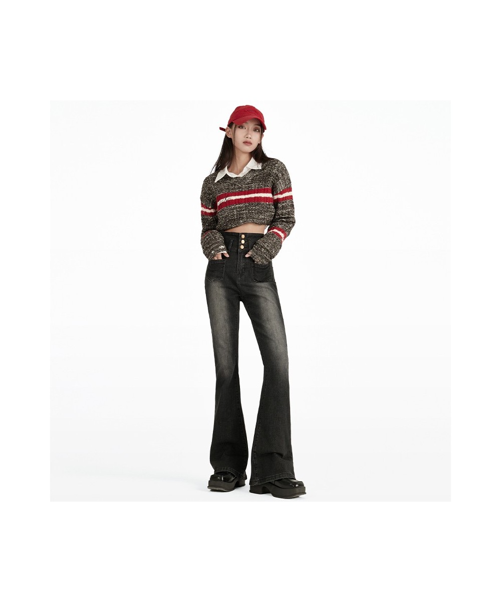 Streetwear High Waist Mom Jeans Flare Pants Multi-button 2023 Spring High Quality Chic Denim Trousers Women Stretch $52.32 - ...