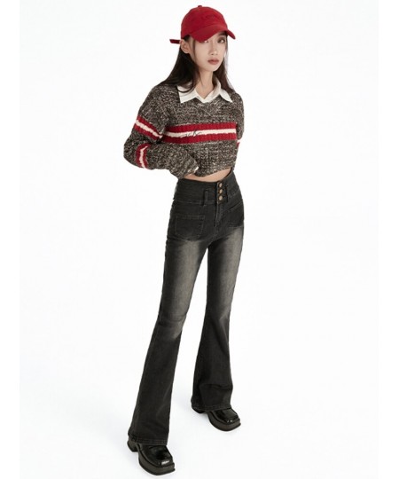 Streetwear High Waist Mom Jeans Flare Pants Multi-button 2023 Spring High Quality Chic Denim Trousers Women Stretch $52.32 - ...