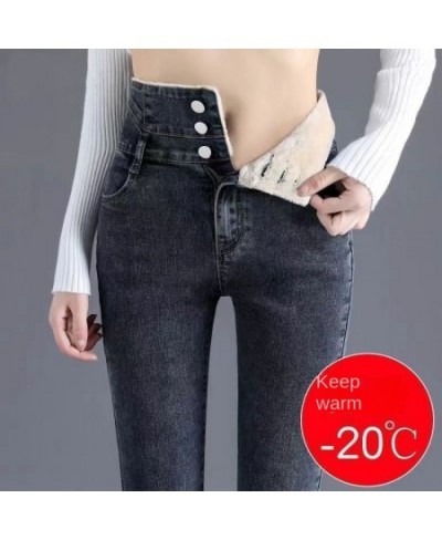 Winter Thick Jeans Pants Velvet Women High Waist Skinny Simple Fleece Warm Slim Fit Stretch Ladies Casual Pencil Pants Tight ...