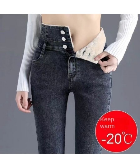 Winter Thick Jeans Pants Velvet Women High Waist Skinny Simple Fleece Warm Slim Fit Stretch Ladies Casual Pencil Pants Tight ...