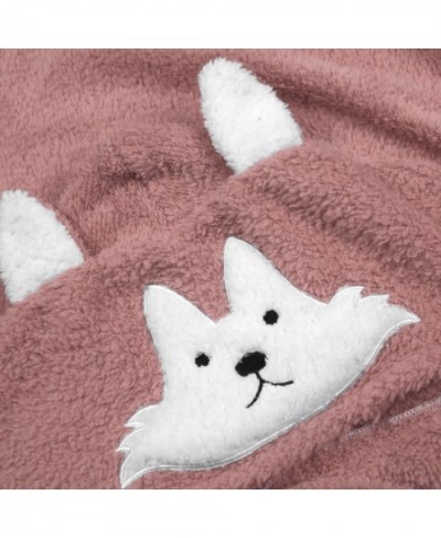 Fox 3d Ear Hooded Kimono Robe Gown Winter Warm Sleepwear Female Bathrobe Coral Fleece Thick Nightgown Long Bathrobe Home $66....