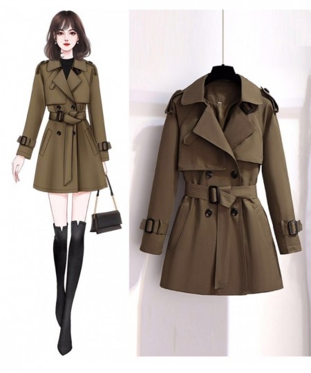 Womens Autumn Jackets and Coats 2022 Women's Short Trench Coat Korean Style Casual Lapel British Cropped Coat Chaqueta Mujer ...