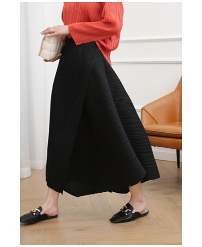 Miyake Pleated Skirt 2023 Autumn New High Waist Loose Irregular Skirt Japanese khaki Skirt Women Aesthetic Designer Clothing ...