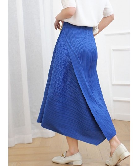 Miyake Pleated Skirt 2023 Autumn New High Waist Loose Irregular Skirt Japanese khaki Skirt Women Aesthetic Designer Clothing ...