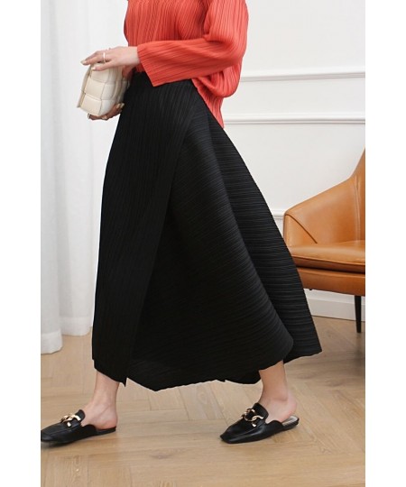 Miyake Pleated Skirt 2023 Autumn New High Waist Loose Irregular Skirt Japanese khaki Skirt Women Aesthetic Designer Clothing ...