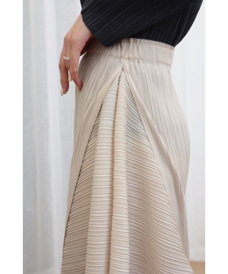 Miyake Pleated Skirt 2023 Autumn New High Waist Loose Irregular Skirt Japanese khaki Skirt Women Aesthetic Designer Clothing ...