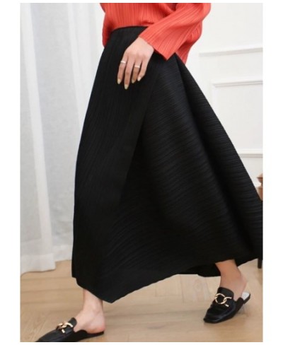 Miyake Pleated Skirt 2023 Autumn New High Waist Loose Irregular Skirt Japanese khaki Skirt Women Aesthetic Designer Clothing ...