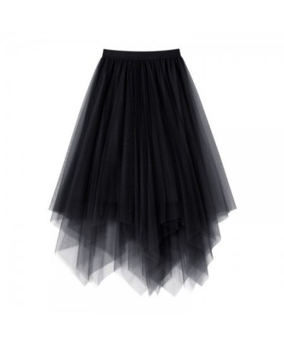 Tulle Skirt Spring and Summer High Waist Shasha Lace Irregular Hem Skirt $23.25 - Skirts