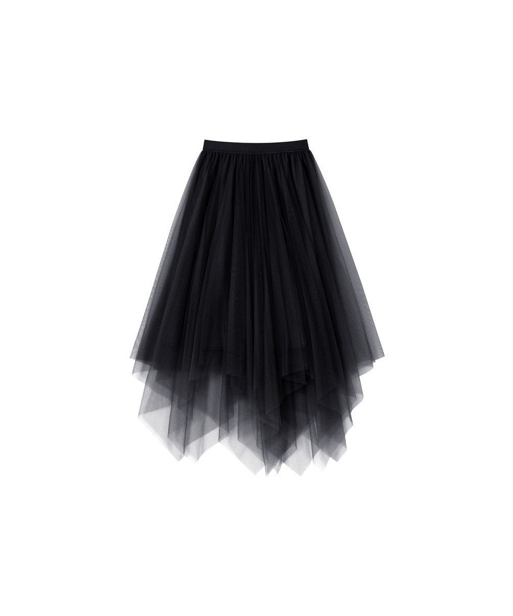 Tulle Skirt Spring and Summer High Waist Shasha Lace Irregular Hem Skirt $23.25 - Skirts