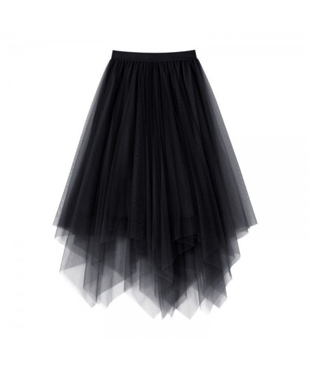 Tulle Skirt Spring and Summer High Waist Shasha Lace Irregular Hem Skirt $23.25 - Skirts