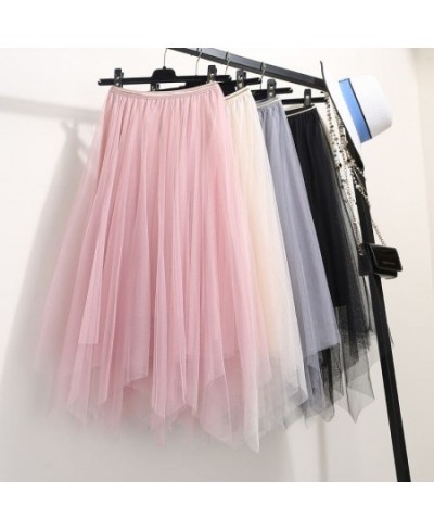 Tulle Skirt Spring and Summer High Waist Shasha Lace Irregular Hem Skirt $23.25 - Skirts