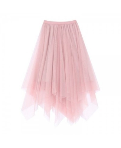 Tulle Skirt Spring and Summer High Waist Shasha Lace Irregular Hem Skirt $23.25 - Skirts