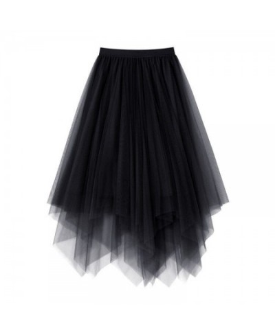 Tulle Skirt Spring and Summer High Waist Shasha Lace Irregular Hem Skirt $23.25 - Skirts