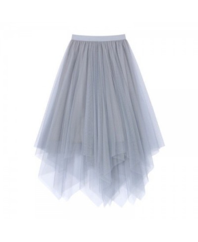 Tulle Skirt Spring and Summer High Waist Shasha Lace Irregular Hem Skirt $23.25 - Skirts