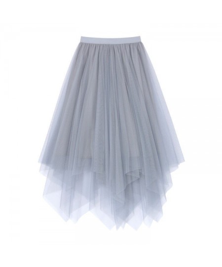 Tulle Skirt Spring and Summer High Waist Shasha Lace Irregular Hem Skirt $23.25 - Skirts