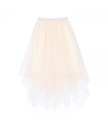 Tulle Skirt Spring and Summer High Waist Shasha Lace Irregular Hem Skirt $23.25 - Skirts