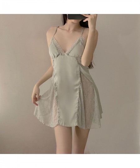 Sexy Sling Nightdress Lace Lingerie Summer Strap Gown Sleepwear Sleepdress Female V-Neck Backless Homewear $36.48 - Sleepwears