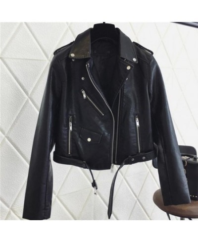 New Women Pu Leather Jacket Fashion Bright Color Black Motor Coats Short Faux Leather Biker Jackets Coat Female $64.14 - Jack...