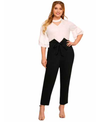 Plus Size Elegant Fashion Spring Autumn Sashes Front Pants Women Solid Black Casual Elastic Waist Trousers Large Size 7XL 8XL...