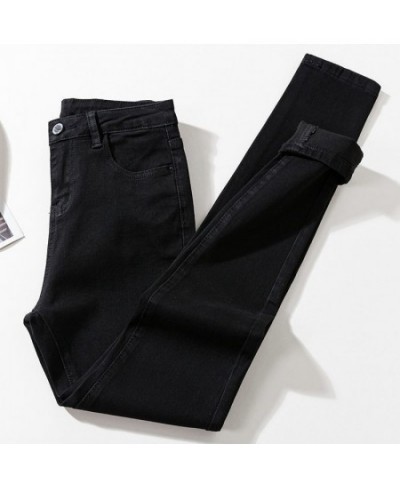 Woman Jeans Pants High Waist Winter Pencil Pants Black Gray Elastic Pants Pantalones Vaqueros Mujer $34.77 - Jeans