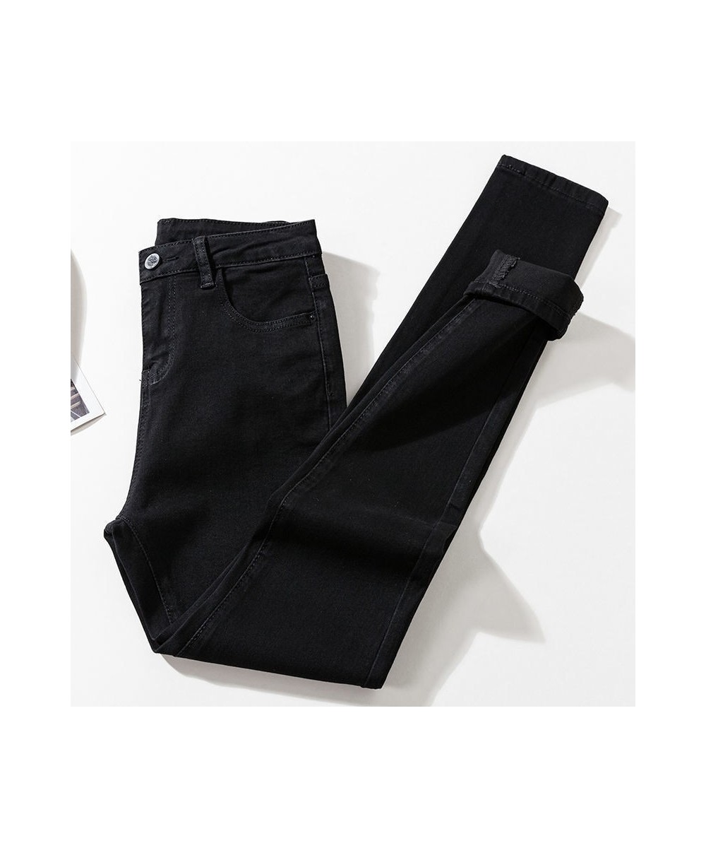 Woman Jeans Pants High Waist Winter Pencil Pants Black Gray Elastic Pants Pantalones Vaqueros Mujer $34.77 - Jeans