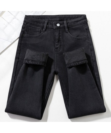 Woman Jeans Pants High Waist Winter Pencil Pants Black Gray Elastic Pants Pantalones Vaqueros Mujer $34.77 - Jeans