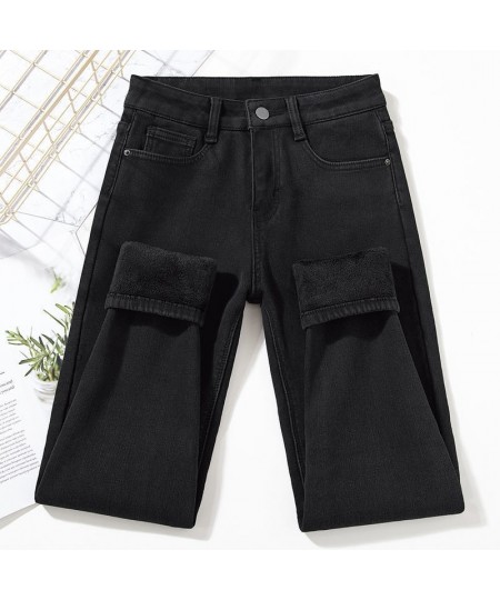 Woman Jeans Pants High Waist Winter Pencil Pants Black Gray Elastic Pants Pantalones Vaqueros Mujer $34.77 - Jeans