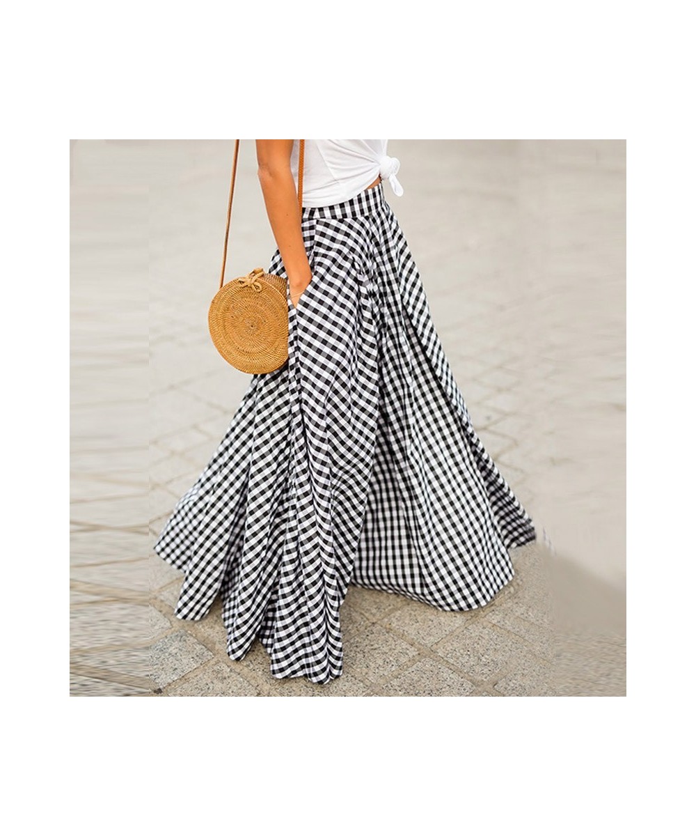 Elegant temperament new plaid high waist large skirt drape skirt $24.62 - Skirts