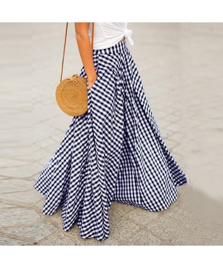 Elegant temperament new plaid high waist large skirt drape skirt $24.62 - Skirts