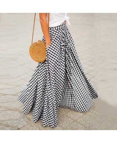 Elegant temperament new plaid high waist large skirt drape skirt $24.62 - Skirts