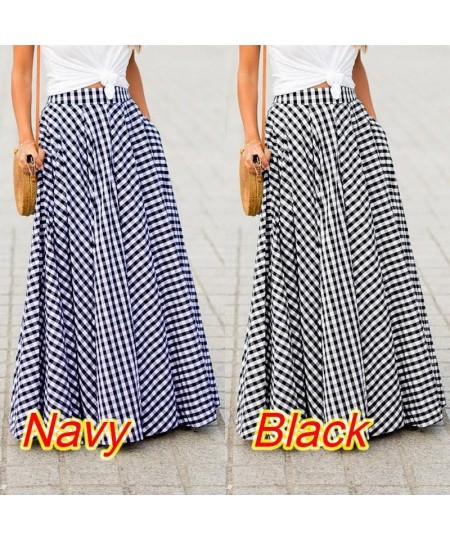 Elegant temperament new plaid high waist large skirt drape skirt $24.62 - Skirts