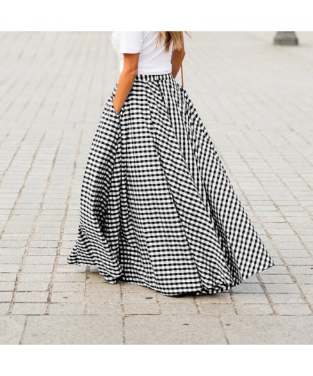 Elegant temperament new plaid high waist large skirt drape skirt $24.62 - Skirts