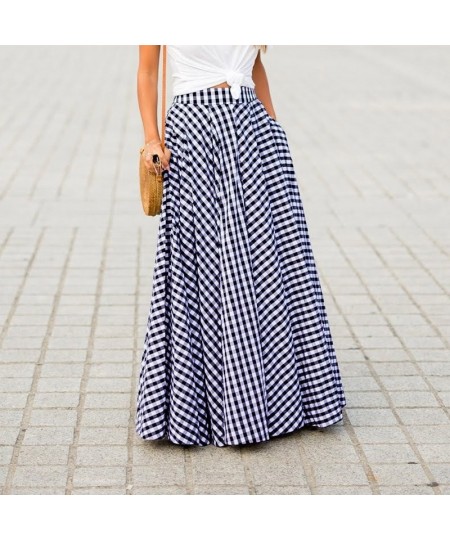 Elegant temperament new plaid high waist large skirt drape skirt $24.62 - Skirts