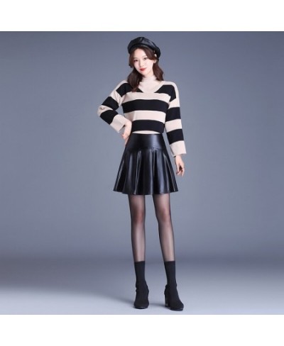 pleated pu leather mini skirts women Streetwear Zippper Punk fashion style Sexy Rushed Casual Skirts For Womens 2023 $51.30 -...