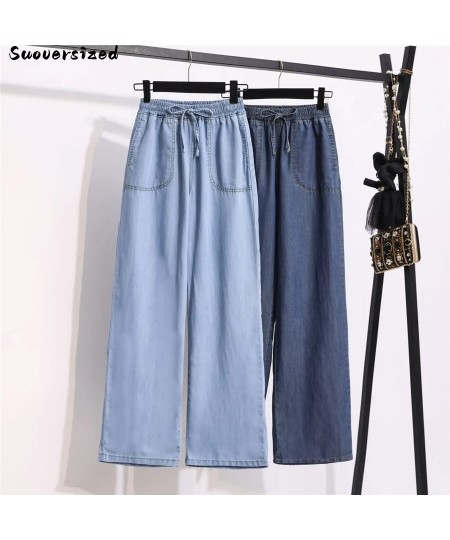 Elastic High Waist Straight Leg Jean Women Casual Baggy Pant Thin Denim Trouser Oversize 5xl Vintage Vaquero Streetwear $45.9...