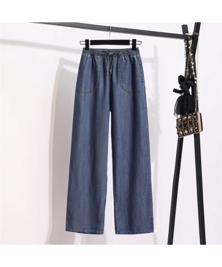 Elastic High Waist Straight Leg Jean Women Casual Baggy Pant Thin Denim Trouser Oversize 5xl Vintage Vaquero Streetwear $45.9...