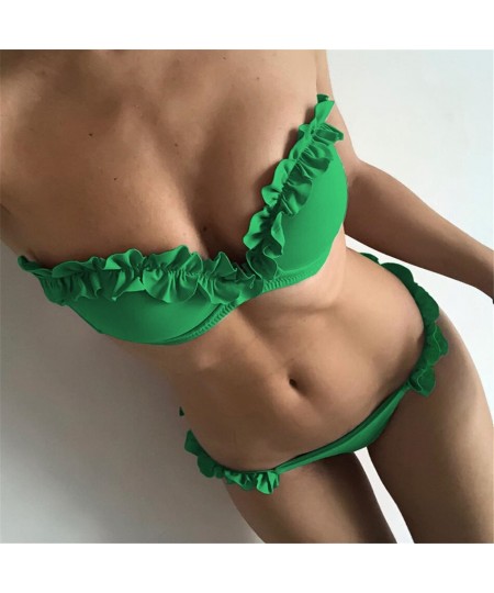 2022 Sexy Flowers Bikinis Women Swimsuit Push Up Bikini Ruffle Swimwear Brazilian Bathing Suit Beachwear Swimming Suit For $1...