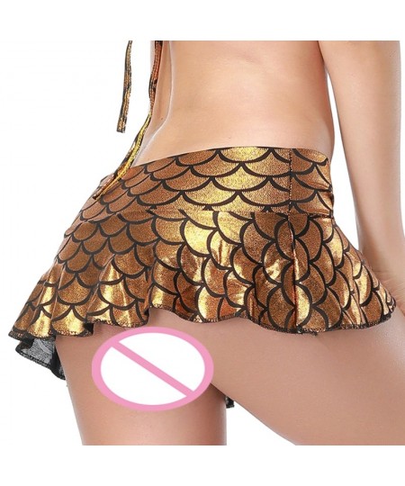 Candy Color Fish Scale Wetlook Sexy PU Leather Tiered Skirt Layer Shiny Micro Mini Skirts Exotic Pole Dance Clubwear Jupe $22...