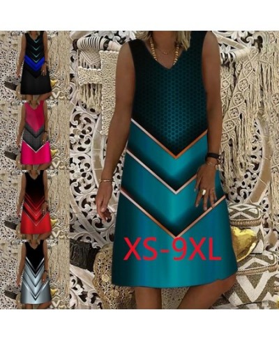 Women's Fashion Loose Casual New Sleeveless Print Dress Summer Sexy Mini Dress Plus Size XS-9XL $29.58 - Dresses